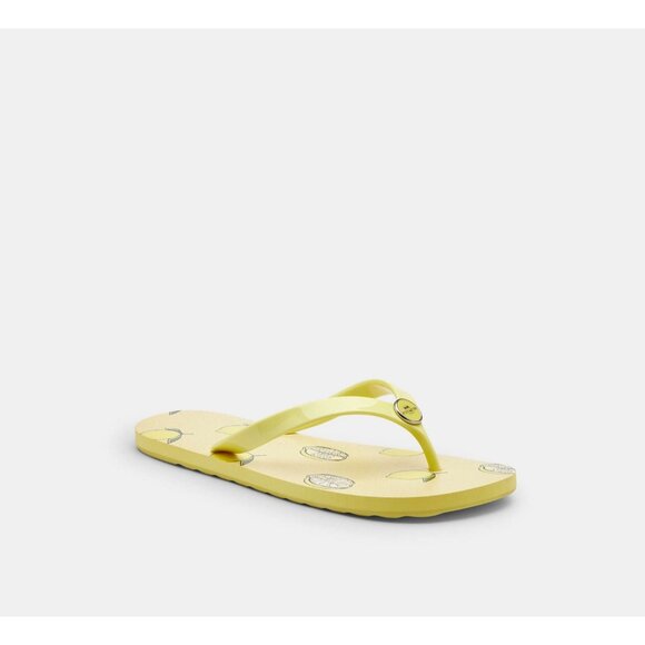 Coach Women's Light Khaki Zayn Flip Flop Fruit Print Sandals Size 11 - Picture 5 of 5